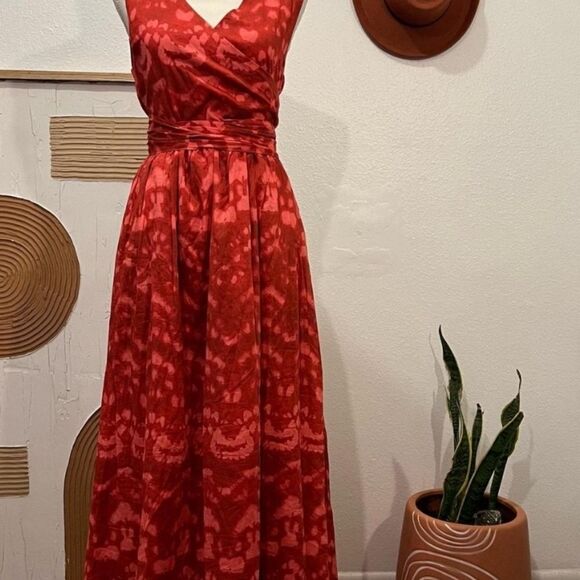 Banana Republic Women's Wrap Red and Pink Dress. Size 4 - Picture 1 of 11